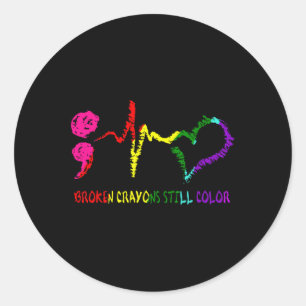 Broken Crayons Still Color Mental Health Awareness Classic Round Sticker