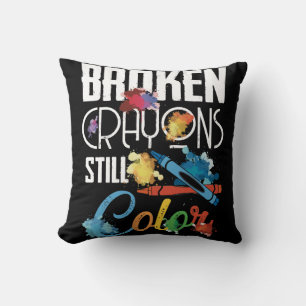 Broken Crayons Still Color Mental Health Awareness Throw Pillow