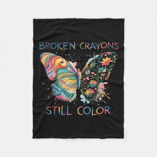 Broken Crayons Still Color Rainbow Butterfly Motiv Fleece Blanket