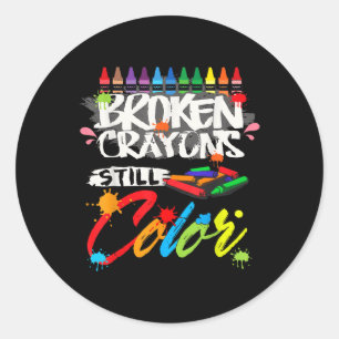 Broken Crayons Still Color Shirt Mental Health Awa Classic Round Sticker