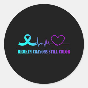 Broken Crayons Still Color Suicide Prevention Awar Classic Round Sticker