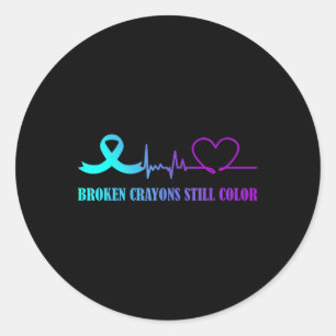 Broken Crayons Still Color Suicide Prevention Awar Classic Round Sticker