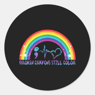 Broken Crayons Still Color Tee Suicide Prevention Classic Round Sticker