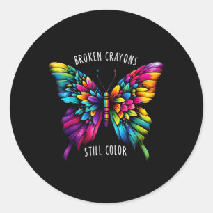 Broken Crayons Still Colors Mental Health Awarenes Classic Round Sticker