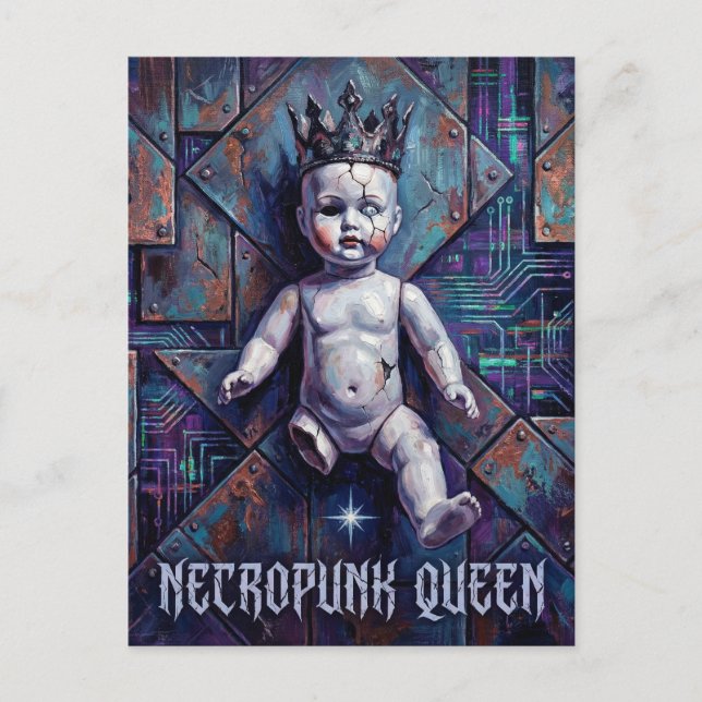 Broken Doll Necropunk Queen Postcard (Front)