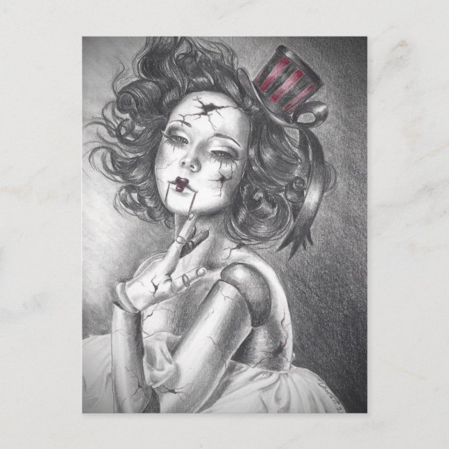Broken Doll Postcard Creepy Doll Carnival Doll (Front)