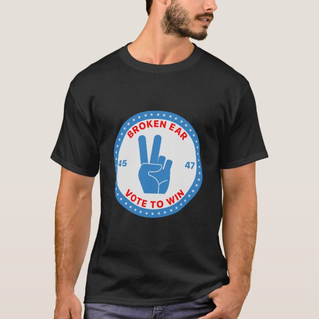« Broken Ear, Vote To Win", Republican T-Shirt (Front)