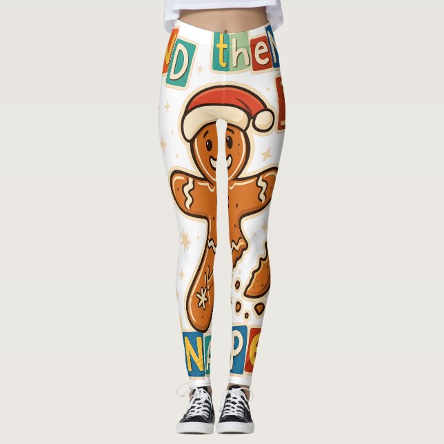 Broken Gingerbread Cookie – Funny Holiday Meltdown Leggings (Front)