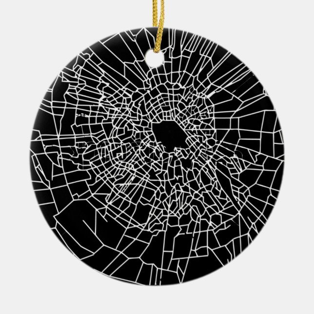 Broken glass black ceramic ornament (Front)