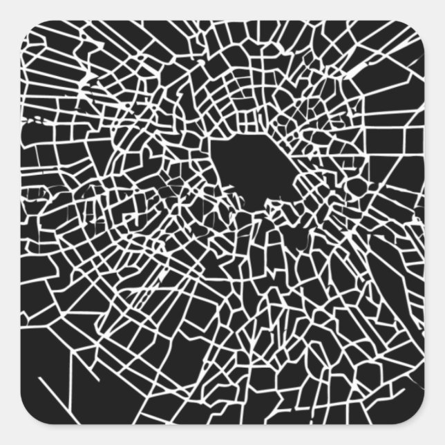 Broken glass black square sticker (Front)