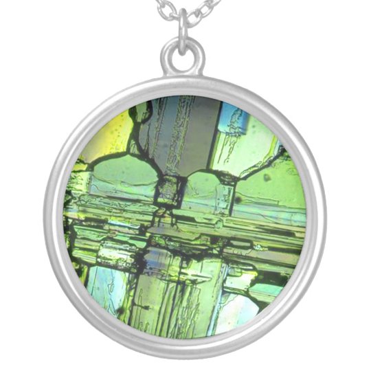 Broken Glass Necklace Art Pendant Green
