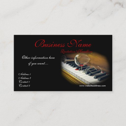 Customizable Broken Glass on Piano Keys Business Cards