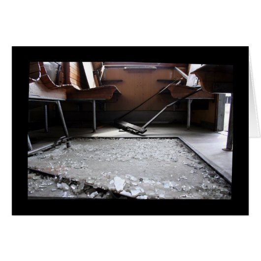 Broken Glass on the Ground Abandoned Train Card (Front Horizontal)