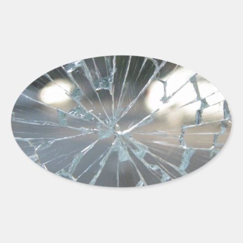 Broken Glass Oval Sticker