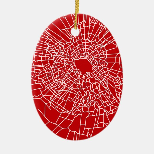 Broken glass Red Ceramic Ornament (Front)