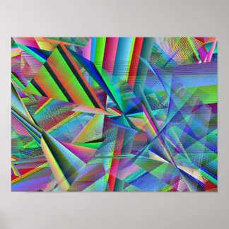 Broken Glass Ruptured Mirror Line Art Poster
