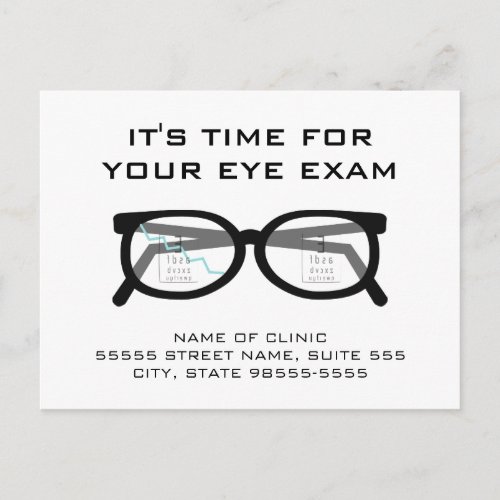 Broken Glasses Eye Exam Appointment Reminder Postcard