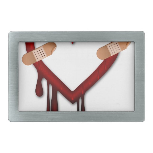 broken heart anti valentines day rectangular belt buckle (Front)