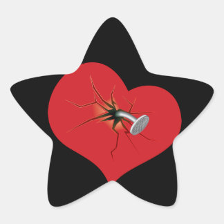 Broken Heart Black Star Sticker