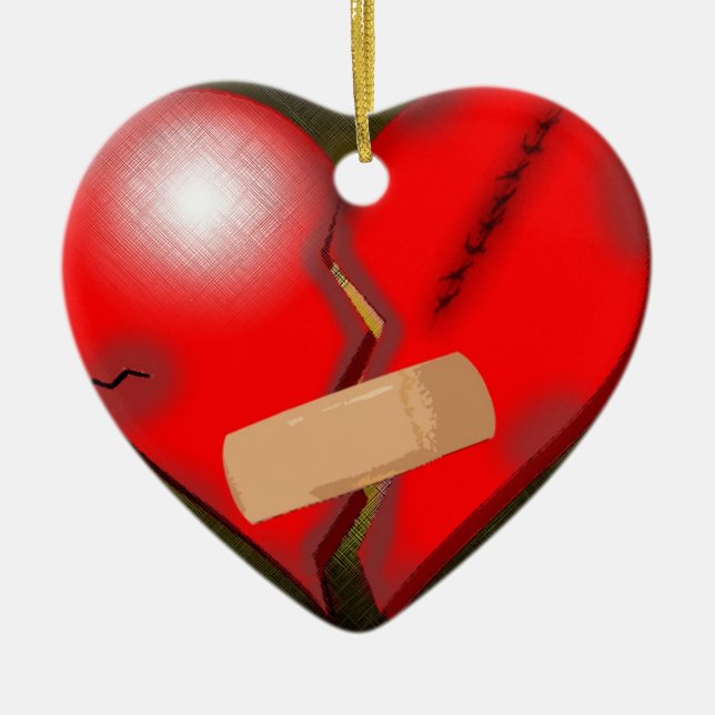 Broken Heart Ceramic Ornament (Front)