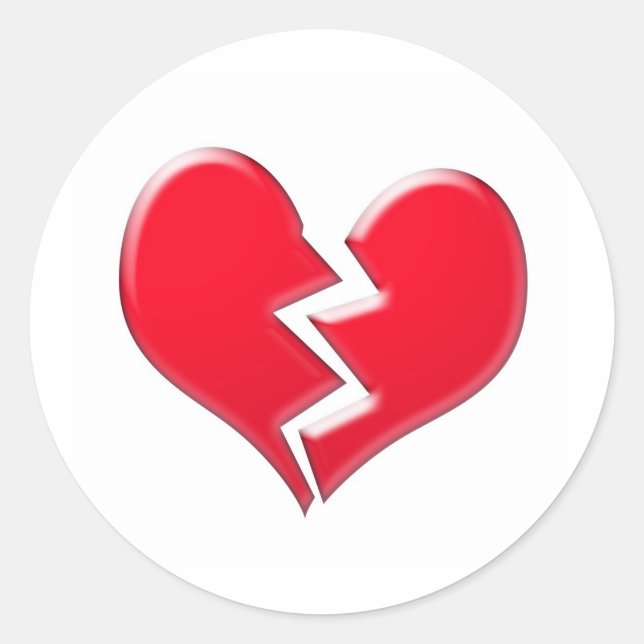 Broken heart classic round sticker (Front)