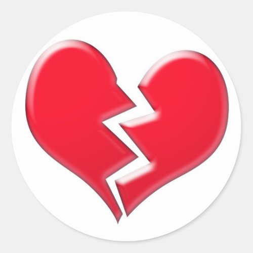 Broken heart classic round sticker