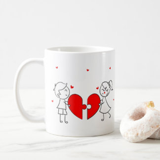 Broken Heart Couple Sad Love Cartoon Valentine Coffee Mug