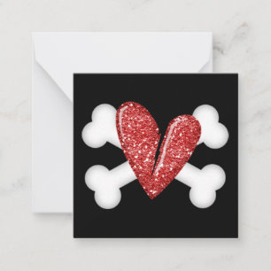 Broken Heart & Crossbones Note Card