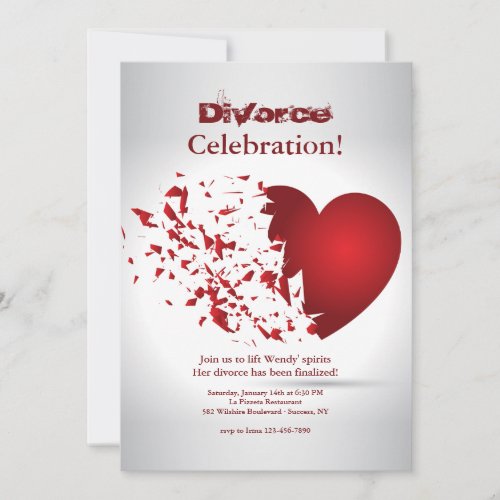 Broken Heart Divorce Celebration Invitation