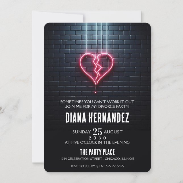 Broken Heart Divorce Party Invitation (Front)