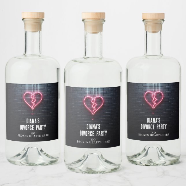 Broken Heart Divorce Party Liquor Bottle Label (Bottles)
