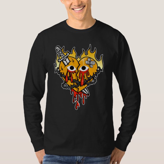 Broken Heart Dripping OG Yellow Toe 1s Matching T-Shirt (Front)