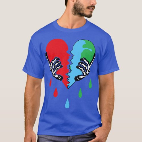 Broken Heart Earth Day Skeleton Hand Save The plan T_Shirt