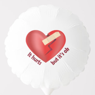 Broken heart healed with patch and life quote balloon