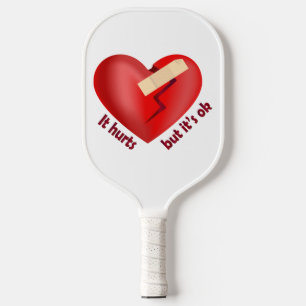 Broken heart healed with patch and life quote carbon fiber pickleball paddle
