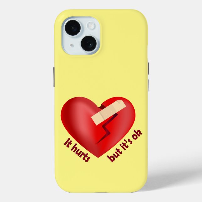 Broken heart healed with patch and life quote Case-Mate iPhone case (Back)