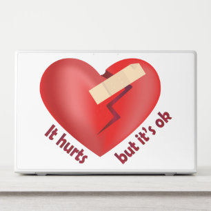 Broken heart healed with patch and life quote HP laptop skin