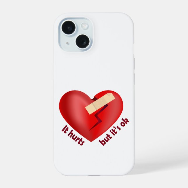 Broken heart healed with patch and life quote iphone case (Back)