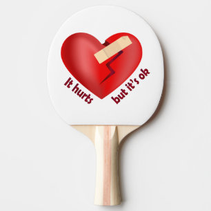 Broken heart healed with patch and life quote ping pong paddle
