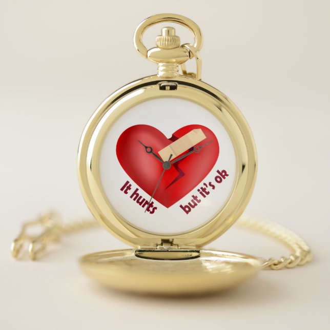 Broken heart healed with patch and life quote pocket watch (Inside)