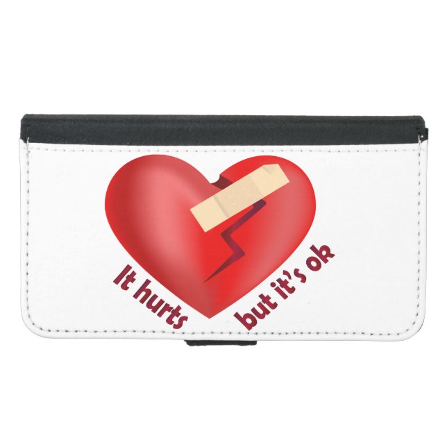 Broken heart healed with patch and life quote samsung galaxy wallet case (Front (Horizontal))