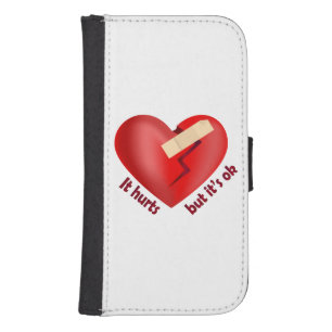 Broken heart healed with patch and life quote galaxy s4 wallet case