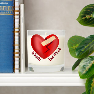 Broken heart healed with patch and life quote scented candle