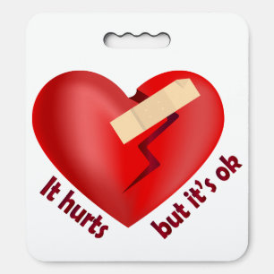 Broken heart healed with patch and life quote seat cushion