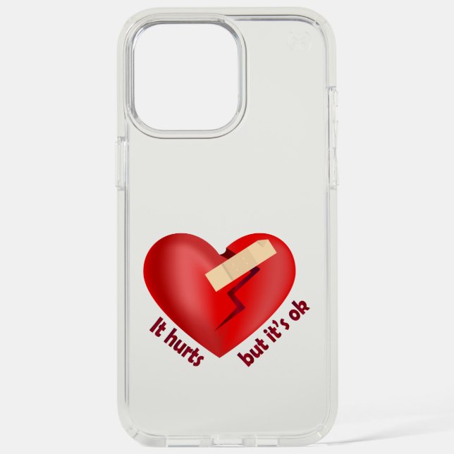 Broken heart healed with patch and life quote speck iPhone case (Front)
