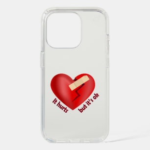 Broken heart healed with patch and life quote iPhone 15 pro case