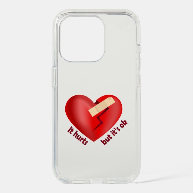 Broken heart healed with patch and life quote speck iPhone case (Front)