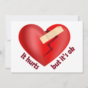 Broken heart healed with patch and life quote thank you card