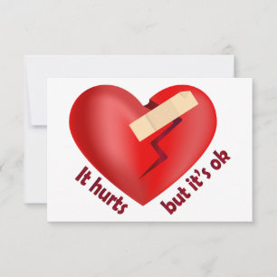 Broken heart healed with patch and life quote thank you card