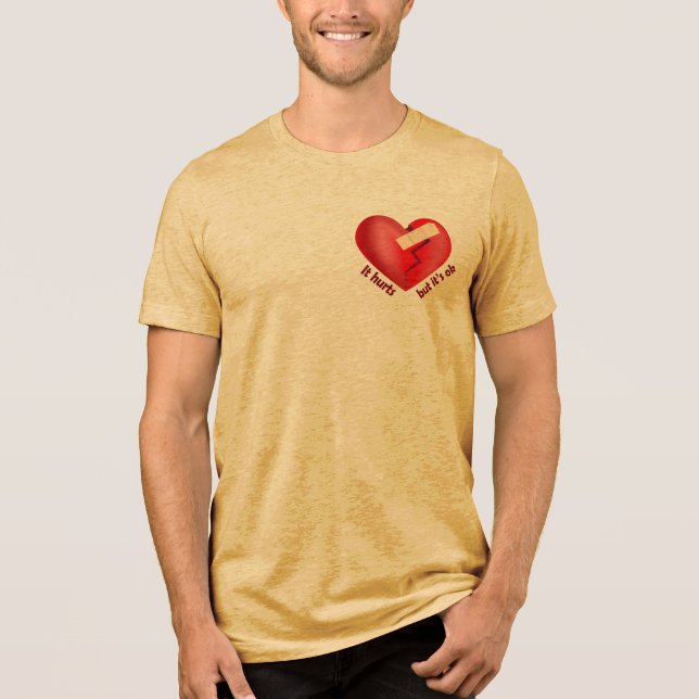 Broken heart healed with patch and life quote Tri-Blend shirt (Front)